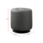 White Tufted Round Ottoman with Chrome Base