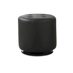 White Tufted Round Ottoman with Chrome Base