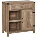 HOMCOM Rustic Barn Door Storage Cabinet/Modern Farmhouse Buffet Sideboard for Kitchen & Dining Room