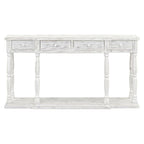 Retro Senior 4-Drawer 1-Shelf Console Table, Classic Entrance Display Table Entryway Table, Storage Sofa Table