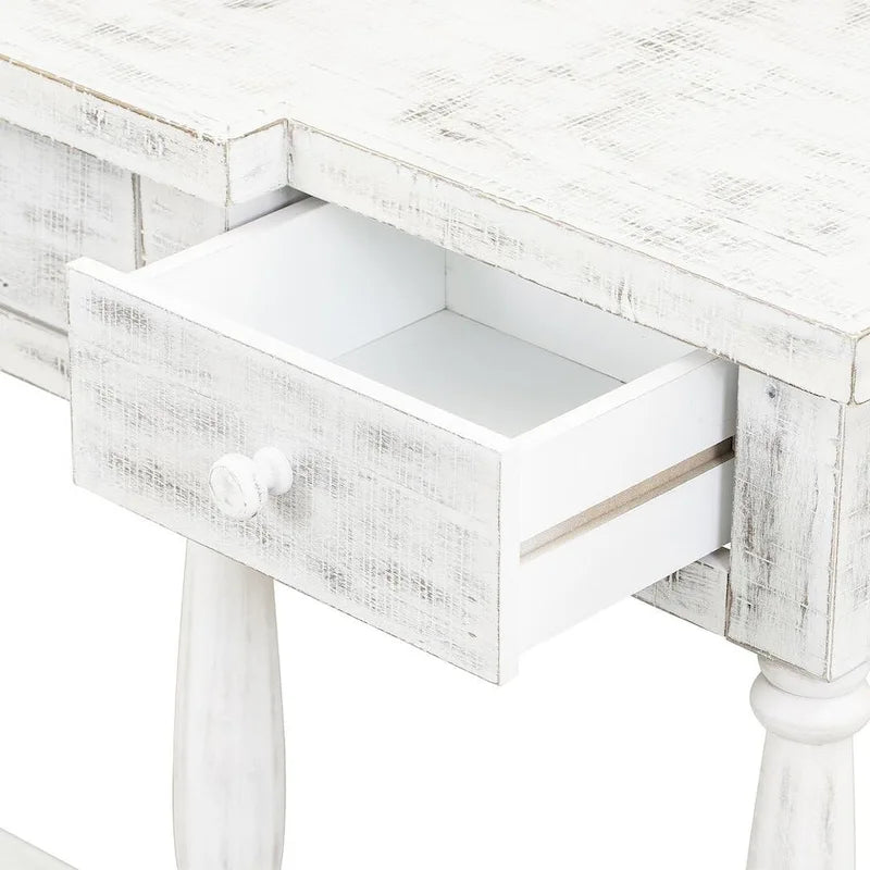 Retro Senior 4-Drawer 1-Shelf Console Table, Classic Entrance Display Table Entryway Table, Storage Sofa Table