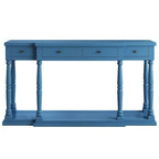 Retro Senior 4-Drawer 1-Shelf Console Table, Classic Entrance Display Table Entryway Table, Storage Sofa Table