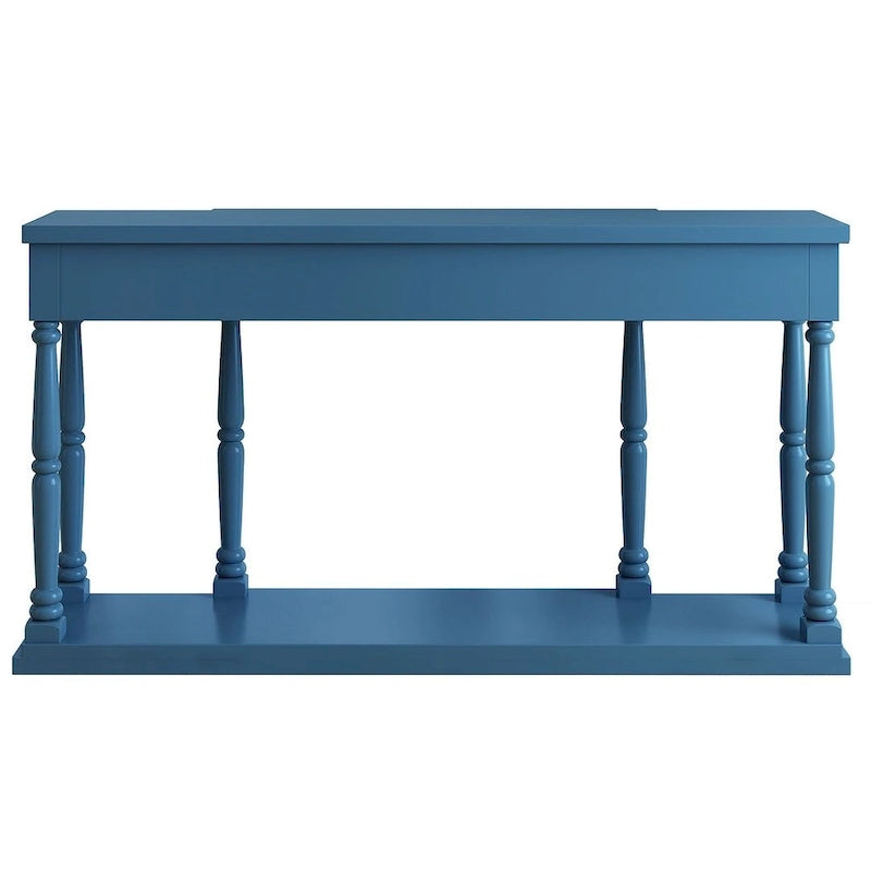 Retro Senior 4-Drawer 1-Shelf Console Table, Classic Entrance Display Table Entryway Table, Storage Sofa Table