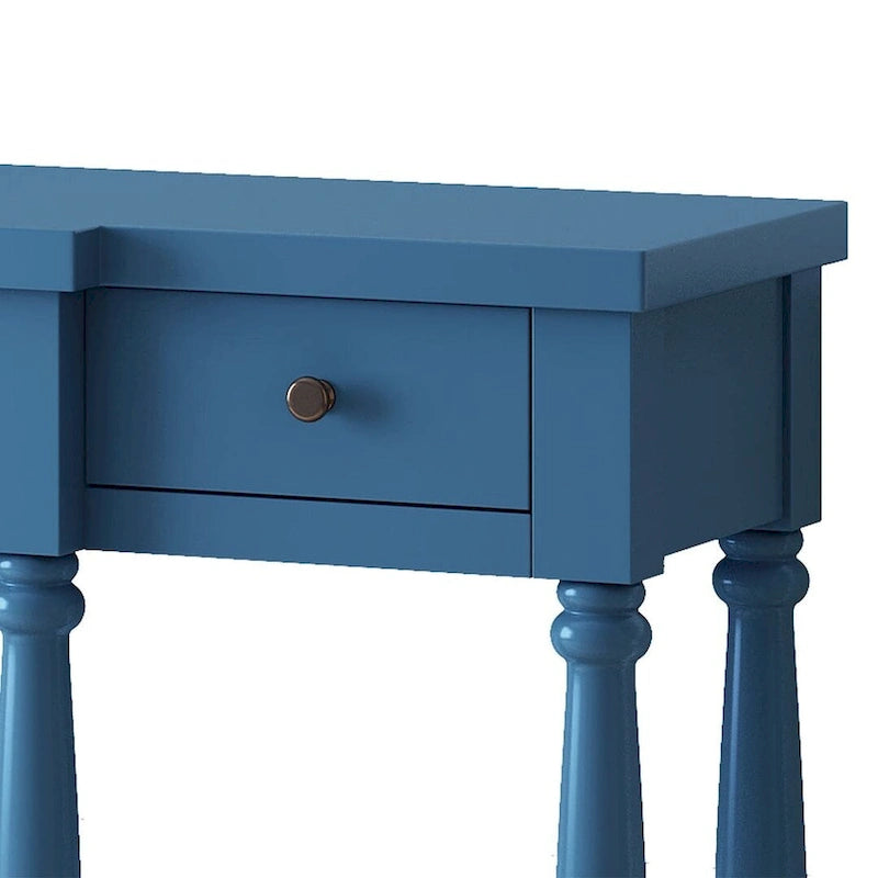 Retro Senior 4-Drawer 1-Shelf Console Table, Classic Entrance Display Table Entryway Table, Storage Sofa Table