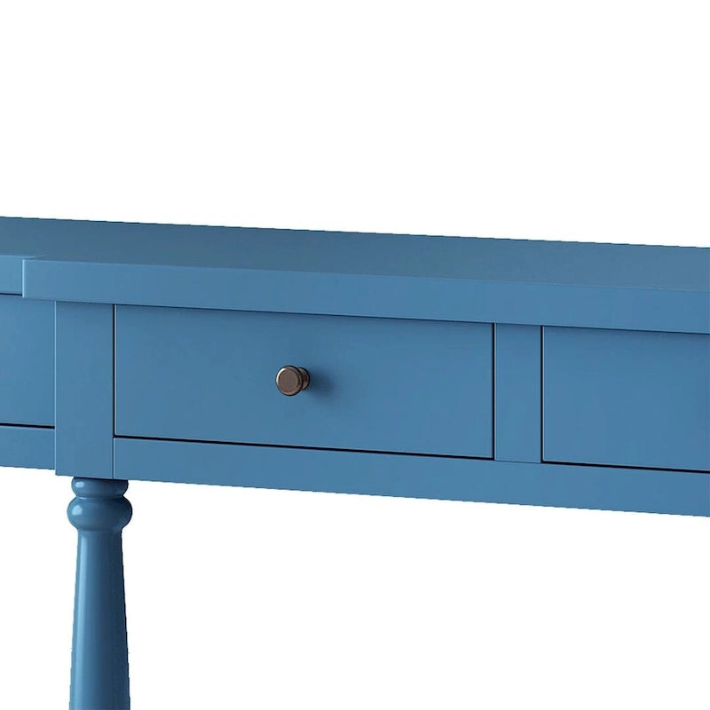 Retro Senior 4-Drawer 1-Shelf Console Table, Classic Entrance Display Table Entryway Table, Storage Sofa Table