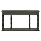 Retro Senior 4-Drawer 1-Shelf Console Table, Classic Entrance Display Table Entryway Table, Storage Sofa Table
