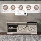47 Farmhouse Entryway Shoe Bench with Thickened Cushion