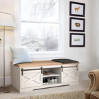 47 Farmhouse Entryway Shoe Bench with Thickened Cushion