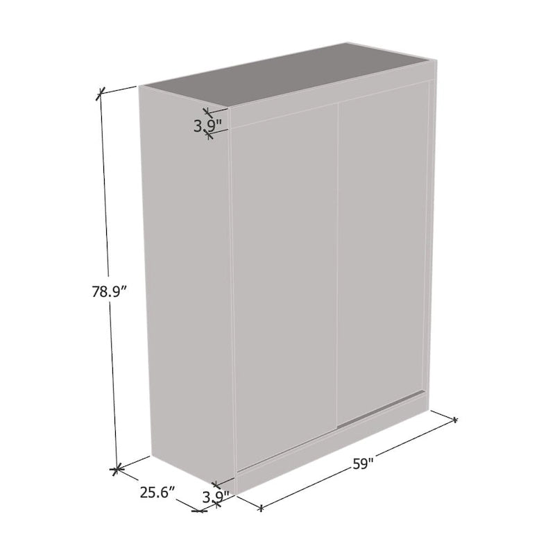 Aria High Gloss 2-door Modern Wardrobe with Mirror