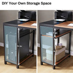 60 L-shaped Computer Desk Home Office Study Writing Desk with Monitor Stand and Storage Shelf