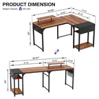 60 L-shaped Computer Desk Home Office Study Writing Desk with Monitor Stand and Storage Shelf