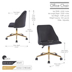 Porthos Home Ryo Swivel Office Chair, Velvet, Gold Chrome Legs