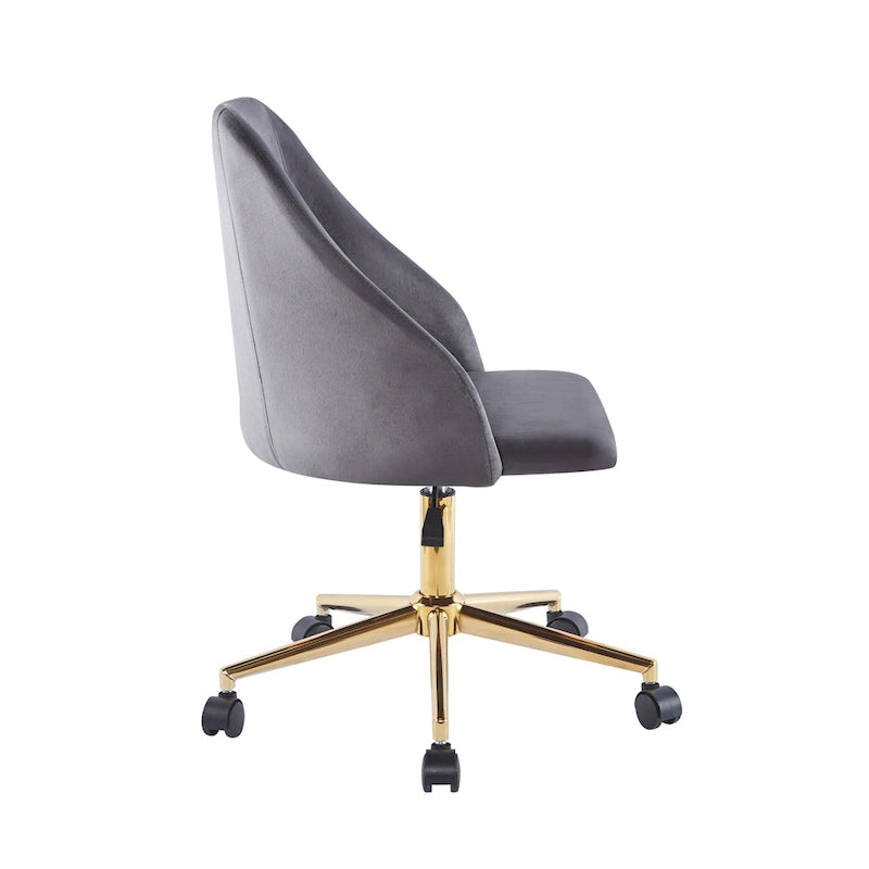 Porthos Home Ryo Swivel Office Chair, Velvet, Gold Chrome Legs