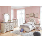 Signature Design by Ashley Nettle Bank 1-drawer Chipped White and Brown Wood Nightstand