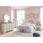 Signature Design by Ashley Nettle Bank 1-drawer Chipped White and Brown Wood Nightstand