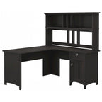 Bush Furniture Salinas 60W L Shaped Desk with Storage Hutch