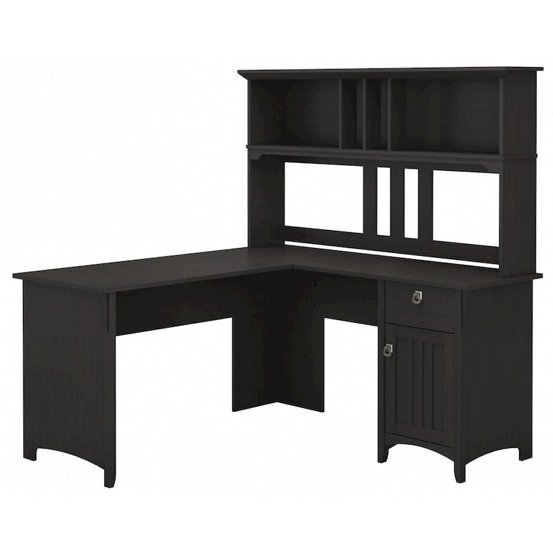 Bush Furniture Salinas 60W L Shaped Desk with Storage Hutch