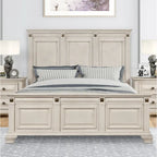 Roundhill Furniture Renova Distressed Parchment Wood Bedroom Set with Panel Bed, Dresser, Mirror, Nightstand, Chest