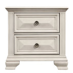 Roundhill Furniture Renova Distressed Parchment Wood Bedroom Set with Panel Bed, Dresser, Mirror, Nightstand, Chest