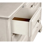Roundhill Furniture Renova Distressed Parchment Wood Bedroom Set with Panel Bed, Dresser, Mirror, Nightstand, Chest