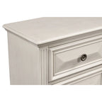 Roundhill Furniture Renova Distressed Parchment Wood Bedroom Set with Panel Bed, Dresser, Mirror, Nightstand, Chest