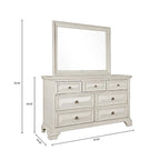 Roundhill Furniture Renova Distressed Parchment Wood Bedroom Set with Panel Bed, Dresser, Mirror, Nightstand, Chest