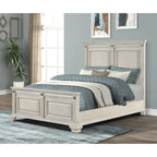 Roundhill Furniture Renova Distressed Parchment Wood Bedroom Set with Panel Bed, Dresser, Mirror, Nightstand, Chest