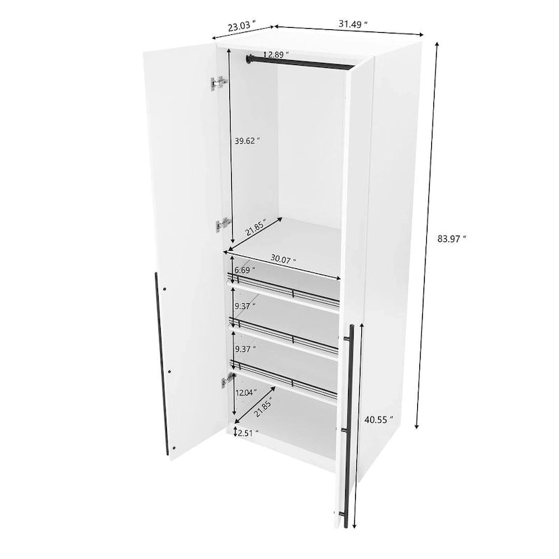 Manhattan Comfort Lee Modern Freestanding 3-Piece Module Wardrobe Closet Armoire