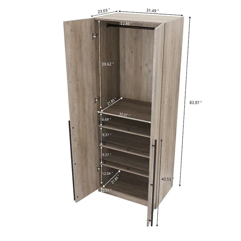 Manhattan Comfort Lee Modern Freestanding 3-Piece Module Wardrobe Closet Armoire