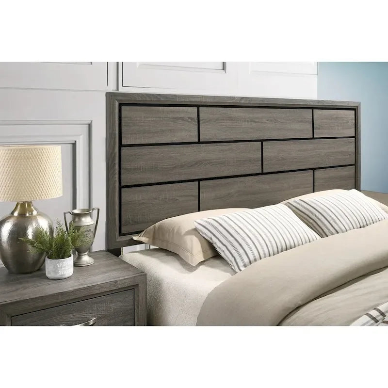 Roundhill Furniture Stout Panel Bedroom Set with Bed, Dresser, Mirror, Night Stand