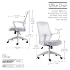 Porthos Home Casen Office Chair, Mesh Back, Height Adjustable Seat