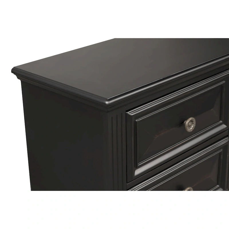 Roundhill Furniture Renova 4-piece Vintage Black Wood Panel Bedroom Set