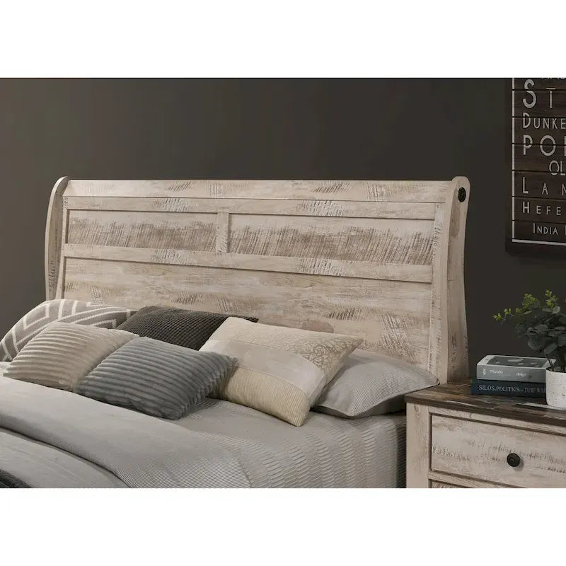 Roundhill Furniture Imerland Contemporary White Wash Finish 3-Piece Bedroom Set