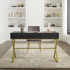 Silver Orchid Lerch Two-Drawer Campaign Desk