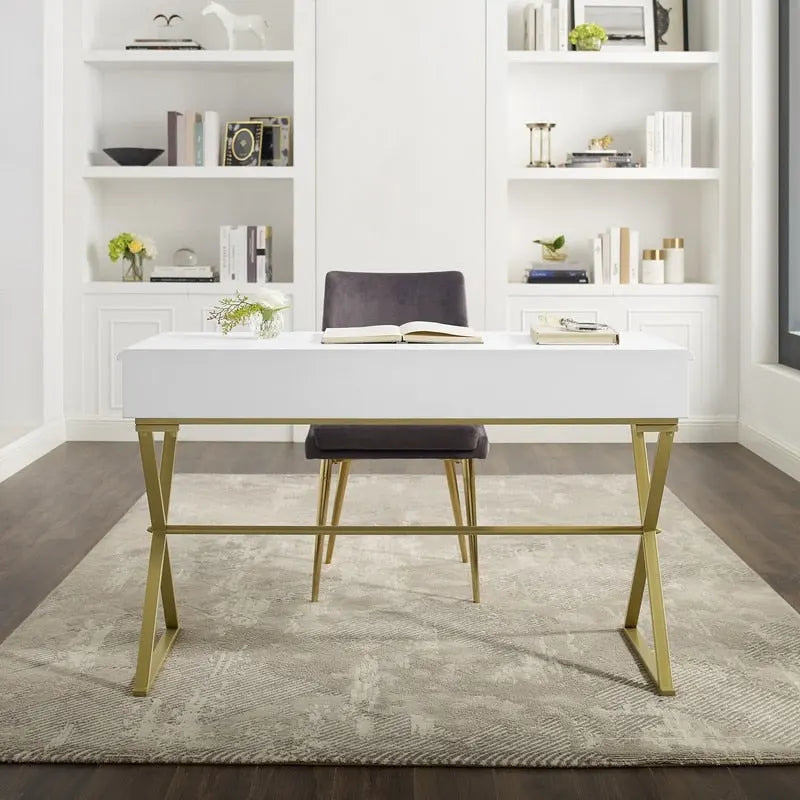 Silver Orchid Lerch Two-Drawer Campaign Desk