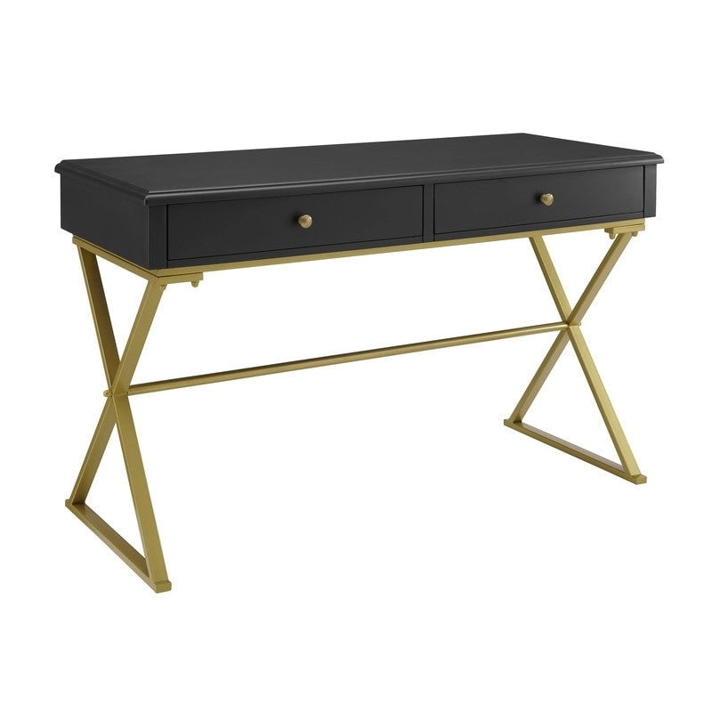 Silver Orchid Lerch Two-Drawer Campaign Desk