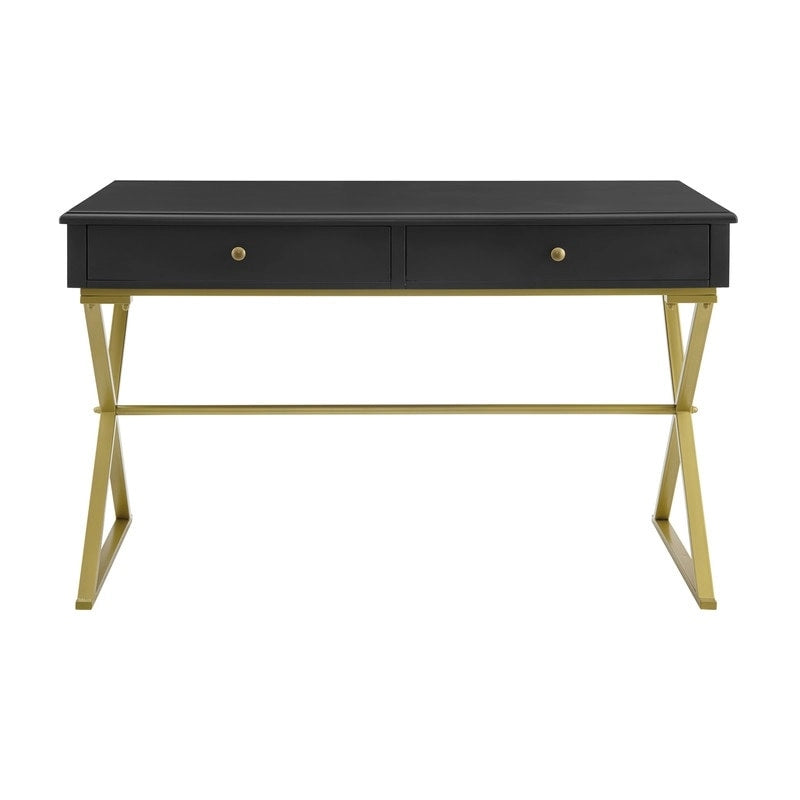 Silver Orchid Lerch Two-Drawer Campaign Desk