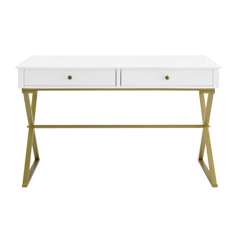 Silver Orchid Lerch Two-Drawer Campaign Desk