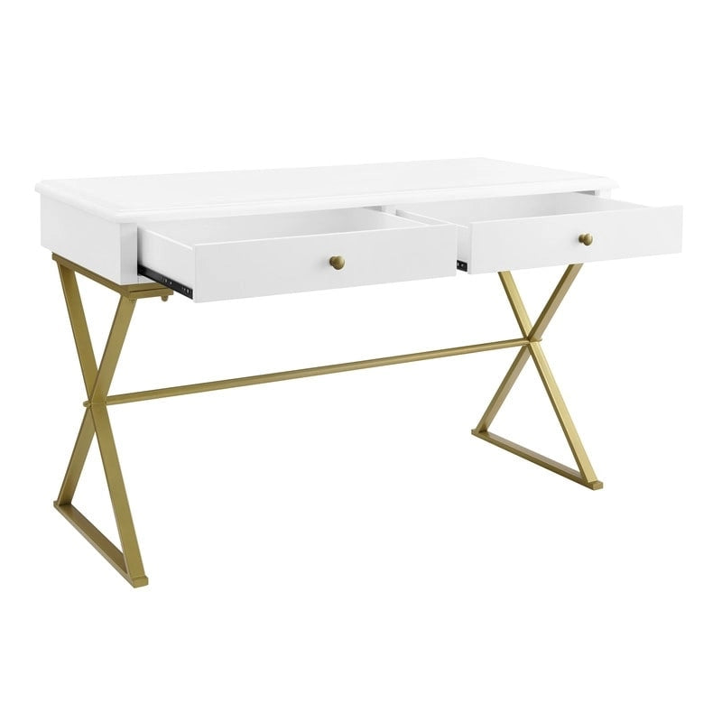 Silver Orchid Lerch Two-Drawer Campaign Desk