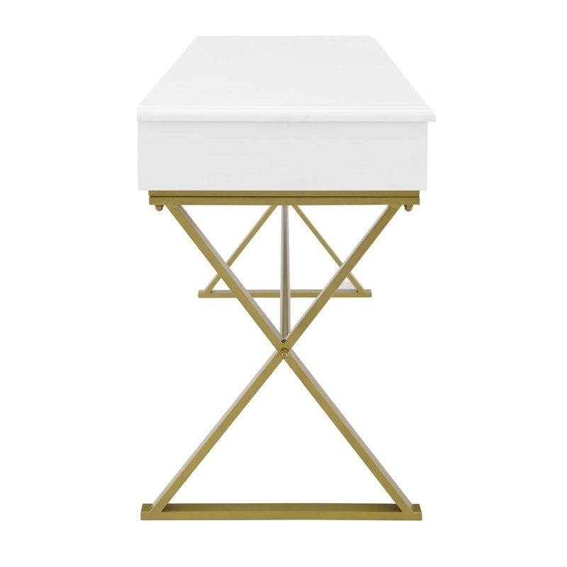 Silver Orchid Lerch Two-Drawer Campaign Desk