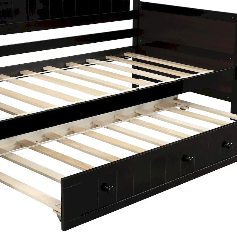 Nestfair Twin Size Wooden Daybed with Trundle Bed