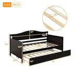 Nestfair Twin Size Wooden Daybed with Trundle Bed
