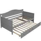 Nestfair Twin Size Wooden Daybed with Trundle Bed