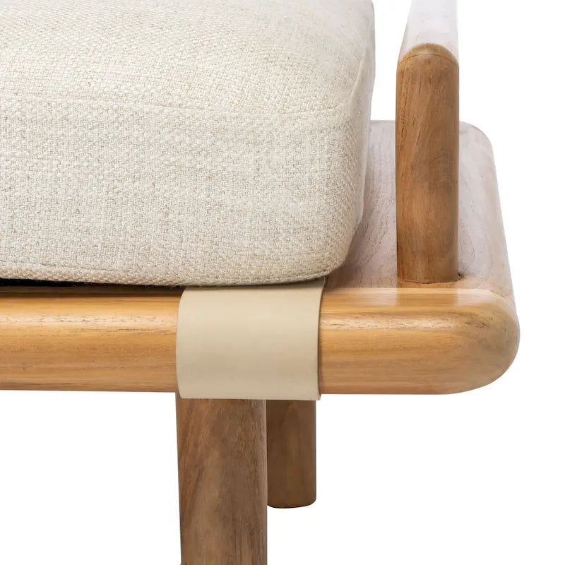 SAFAVIEH Couture Grizelda Teak Cushion Bench - 70 In W x 26 In D x 19 In H - 70Wx26Dx19H