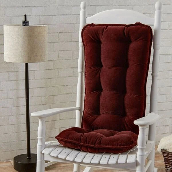 Wine 2-Piece Reversible Corduroy Jumbo Rocking Chair Cushion Set