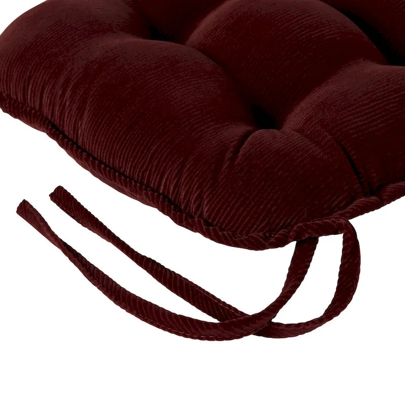 Wine 2-Piece Reversible Corduroy Jumbo Rocking Chair Cushion Set