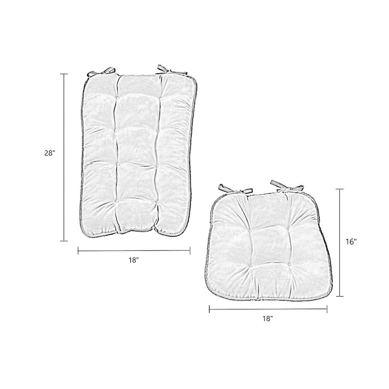 Wine 2-Piece Reversible Corduroy Jumbo Rocking Chair Cushion Set