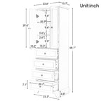 Wooden Storage Cabinet with 2 Doors and 4 Drawers, Adjustable Shelf