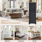 Wooden Storage Cabinet with 2 Doors and 4 Drawers, Adjustable Shelf