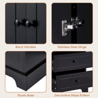 Wooden Storage Cabinet with 2 Doors and 4 Drawers, Adjustable Shelf